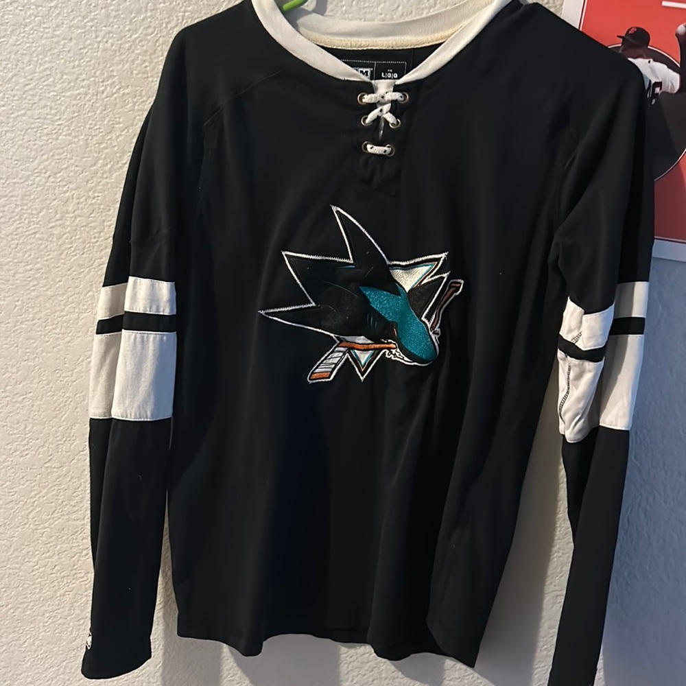 San Jose Sharks CCM Black Jersey Long Sleeve T-Shirt